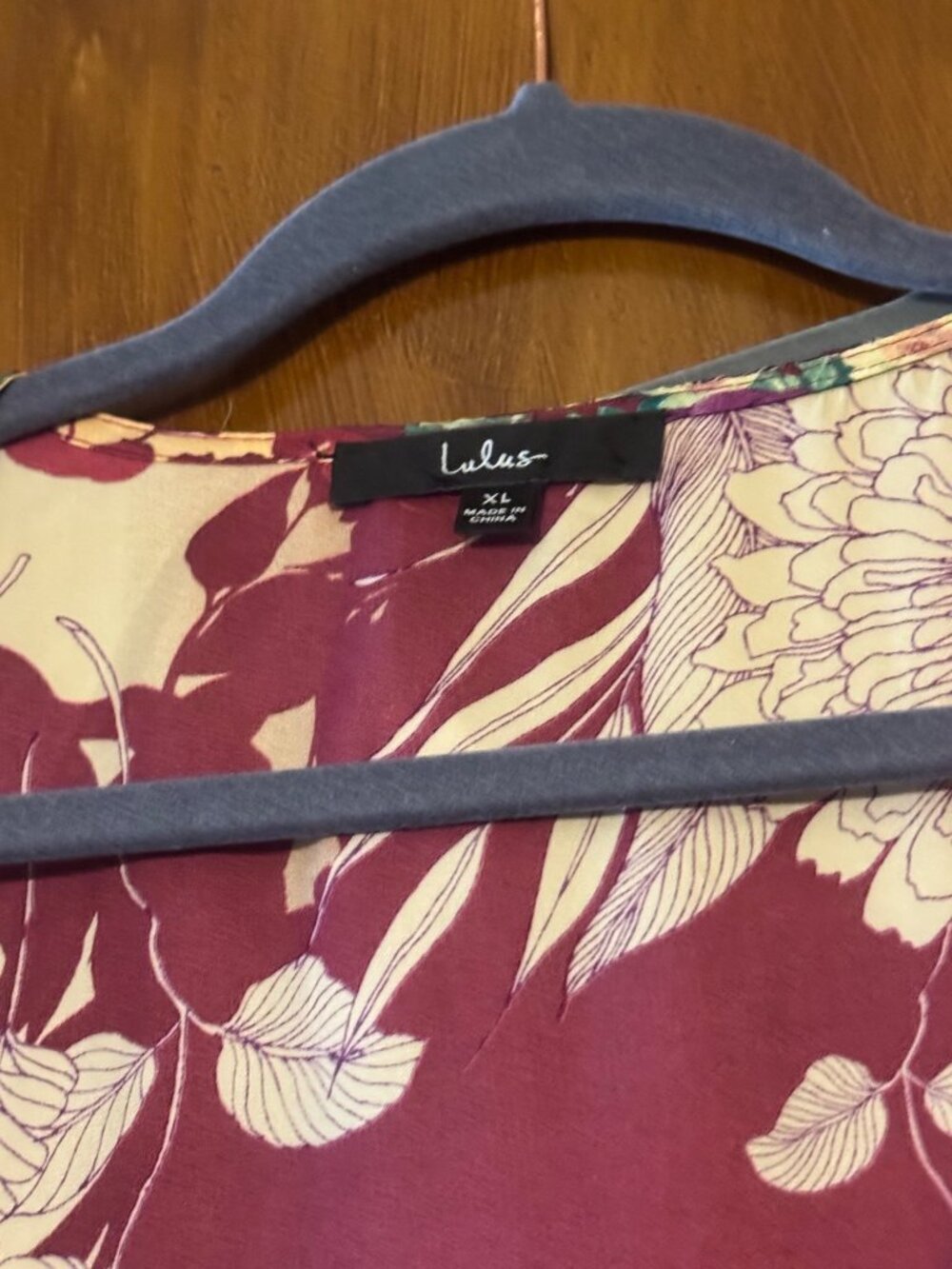 Lulus Put On a Smile Burgundy Floral Satin Wrap Maxi Dress Size XL Long Sleeve - Picture 5 of 8